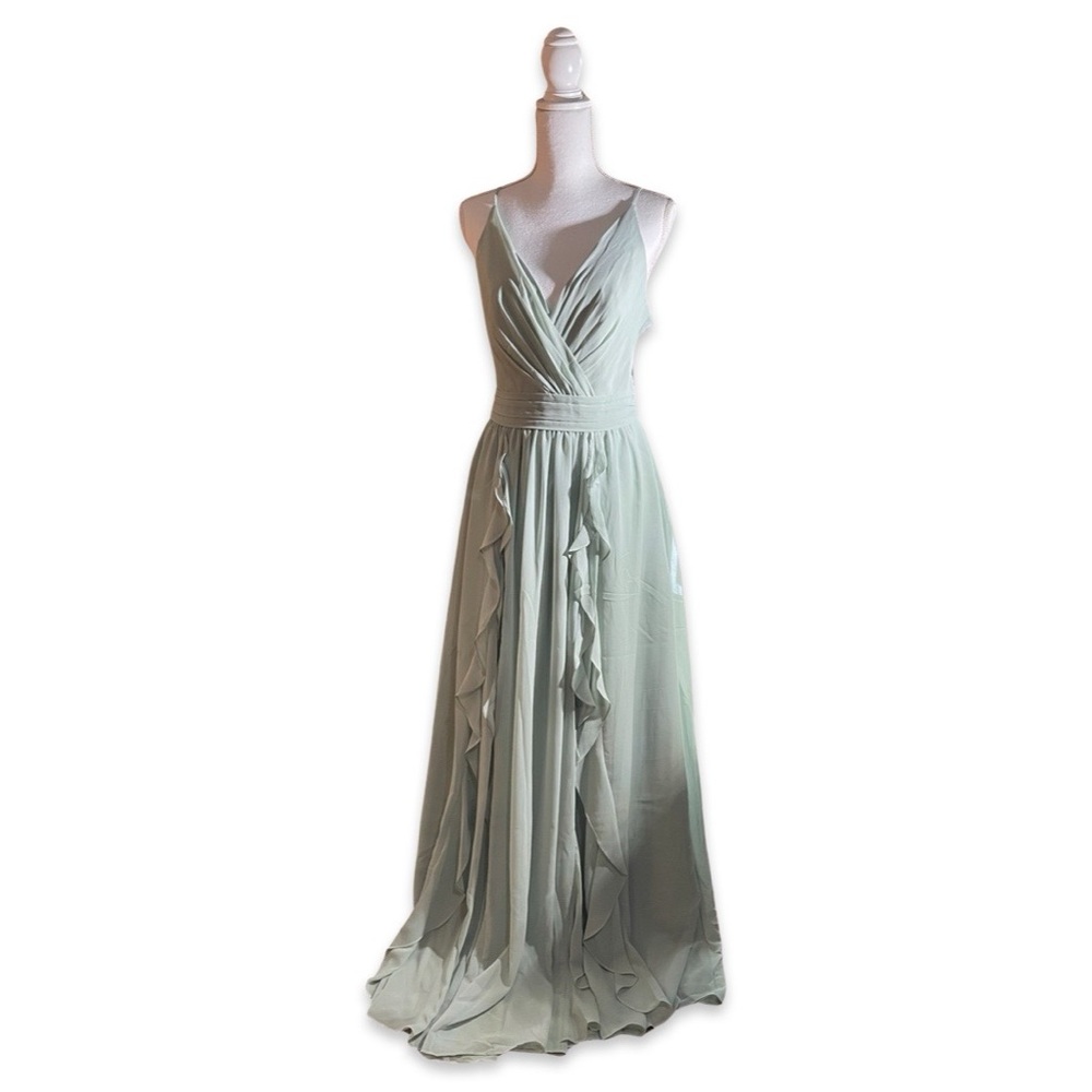 chiffon spaghetti strap ruffle bridesmaid dress size 6